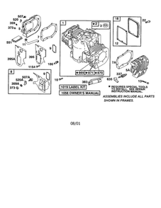 Cylinder Diagram and Parts List for 422700-422799 2107- 2281- 2500 Briggs and Stratton Engine